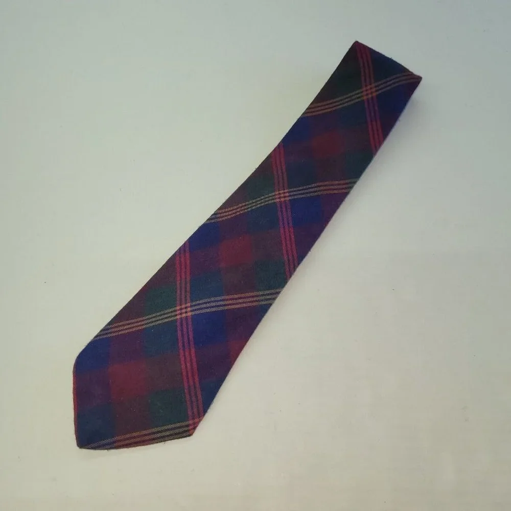 Rooster Mens Tie Cotton Flannel Handmade‎ Plaid Print Necktie Made in USA